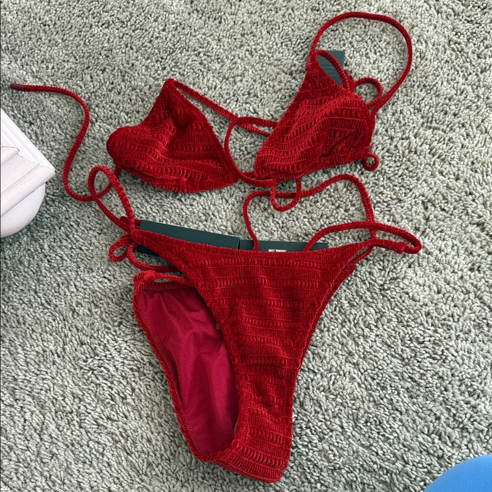 Triangl Red velvet  Bikini Set